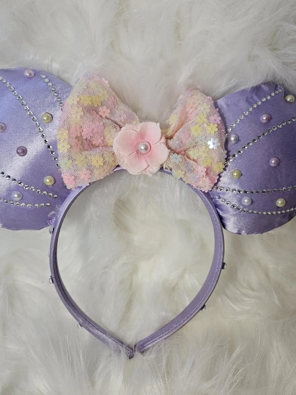 Lavender Sequin Bow Kids Costume Headband